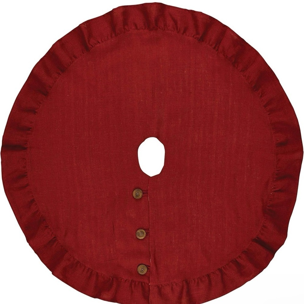 Park Designs Holiday Collection Jute Burlap Tree Skirt 60" Red  Brand New